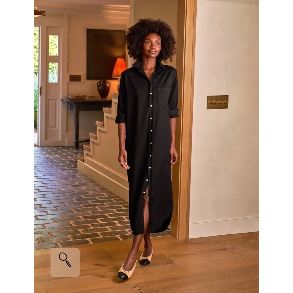 Frank & Eileen RORY Black Famous Denim Maxi Shirtdress Large